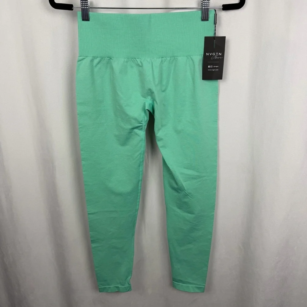 NVGTN NWT Bright Teal Green Seamless Leggings - Size Medium - Picture 4 of 11